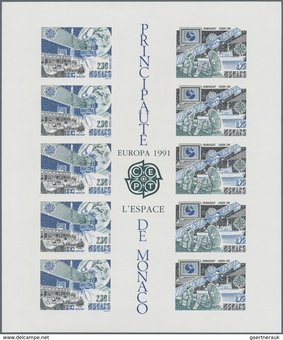 Monaco: 1991, Cept Souvenir Sheet "Space" IMPERFORATE, Lot Of 50 Pieces Mint Never Hinged. Maury 180 - Oblitérés