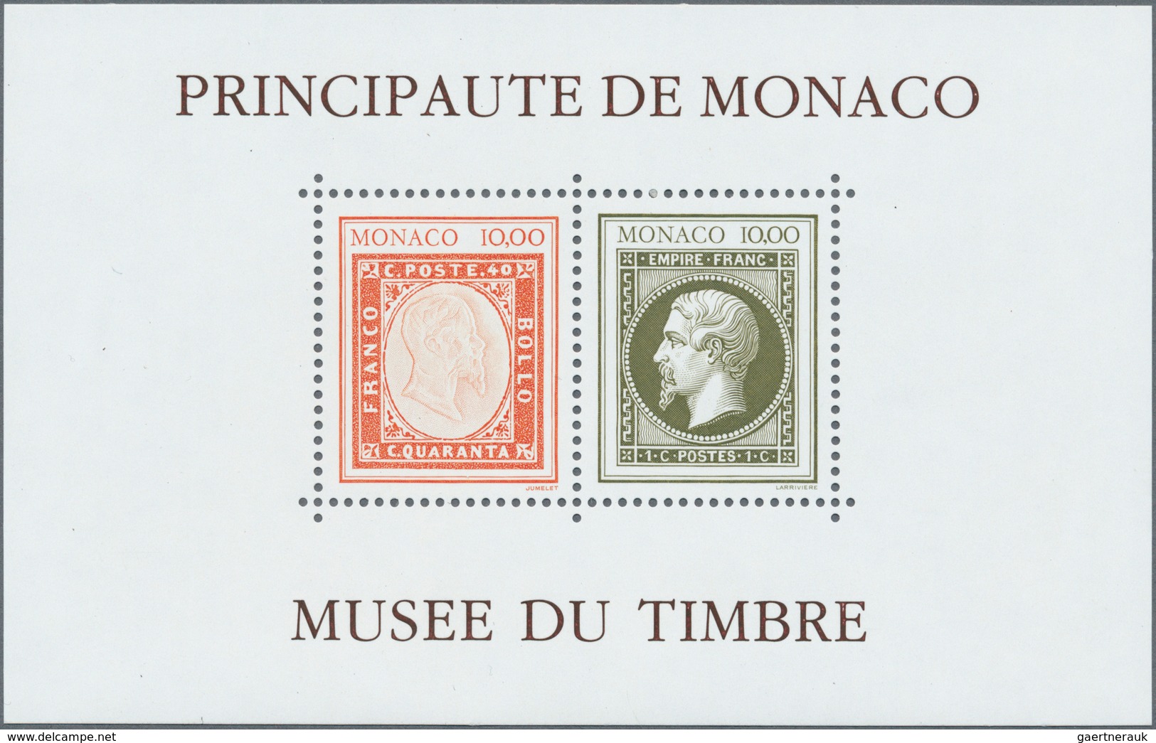 Monaco: 1992, Monaco Stamp Museum, Souvenir Sheet Without Impression Of Postmarks, Ten Copies Unmoun - Oblitérés