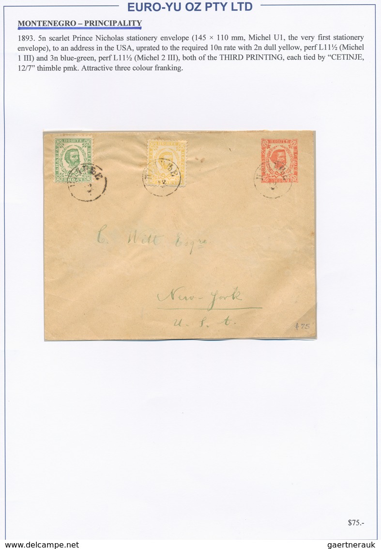 Montenegro - Ganzsachen: 1887/1910, Collection Of 20 Entires (mainly Stationeries And Three Franked - Montenegro