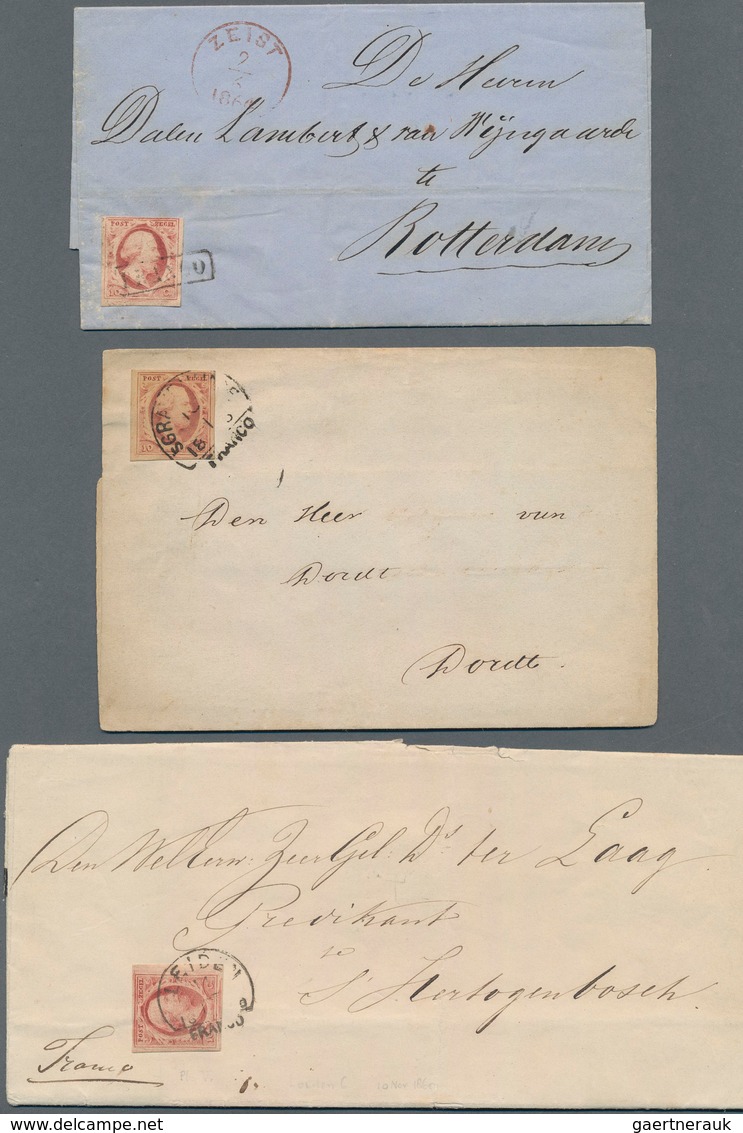 Niederlande: 1860/1864, Lof Of Eleven Lettersheets/large Fragments Bearing Frankings Of 1st Issue 5c - Andere & Zonder Classificatie