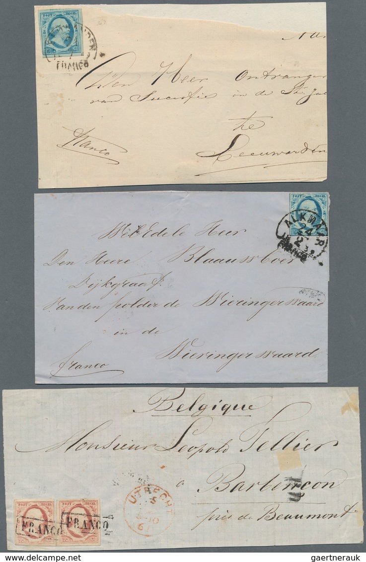 Niederlande: 1860/1864, Lof Of Eleven Lettersheets/large Fragments Bearing Frankings Of 1st Issue 5c - Andere & Zonder Classificatie