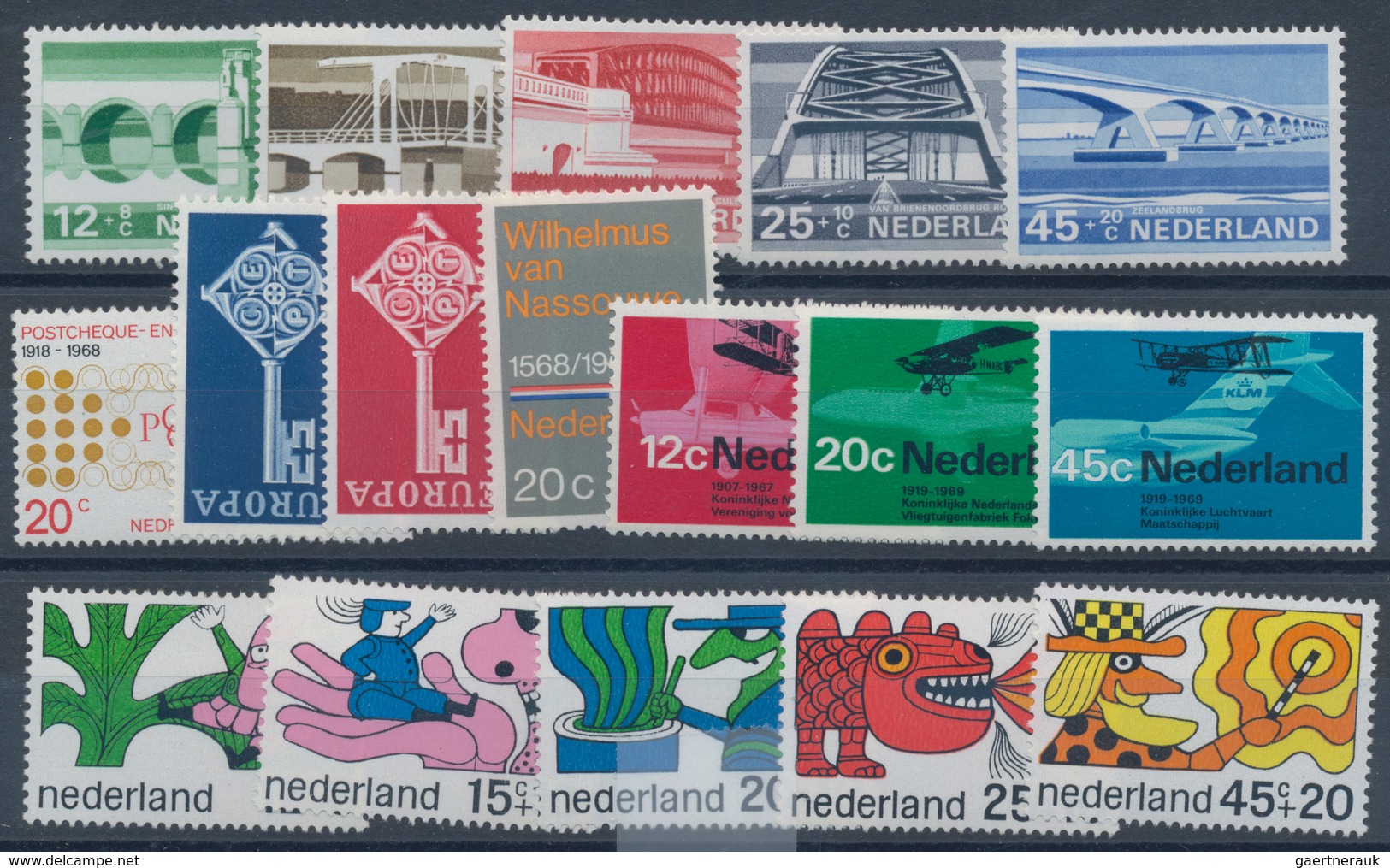 Niederlande: 1968, Sets Without The Souvenir Sheets Per 250 MNH. Every Year Set Is Separately Sorted - Andere & Zonder Classificatie