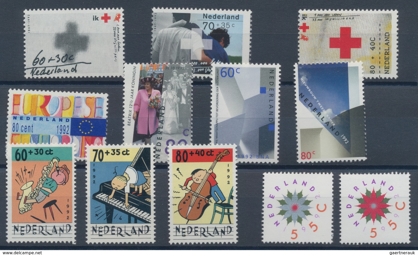 Niederlande: 1992, Sets Without The Definitve And Souvenir Sheets Per 250 MNH. Every Year Set Is Sep - Autres & Non Classés