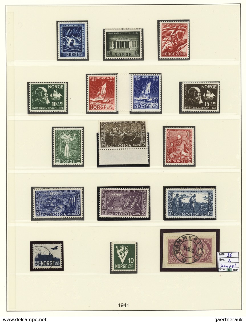 Norwegen: 1849/1999, comprehensive complete collection in four Lindner binders, from some stampless