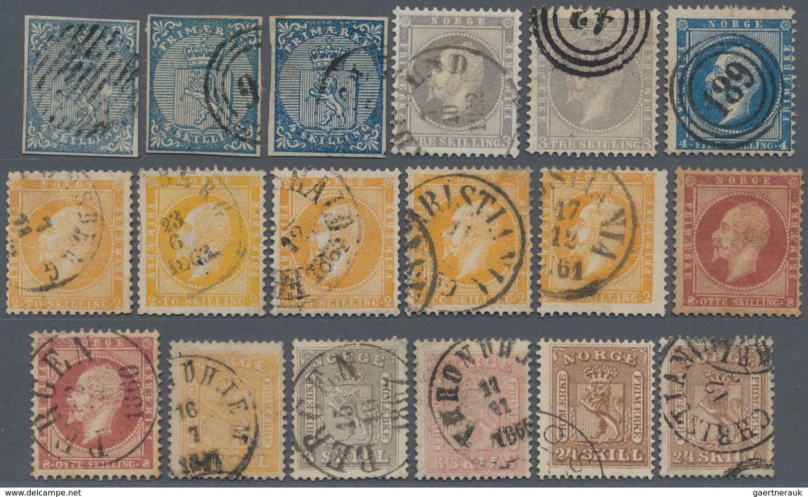 Norwegen: 1855/1910 (ca.), Duplicates Of The Classic Issues On Stockcards With Many Valuable Stamps - Lettres & Documents