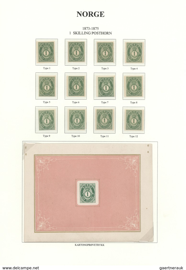 Norwegen: 1872/1874, Posthorn Issue 1sk. Green And 2sk.blue, Specialised Assortment, Comprising For - Cartas & Documentos