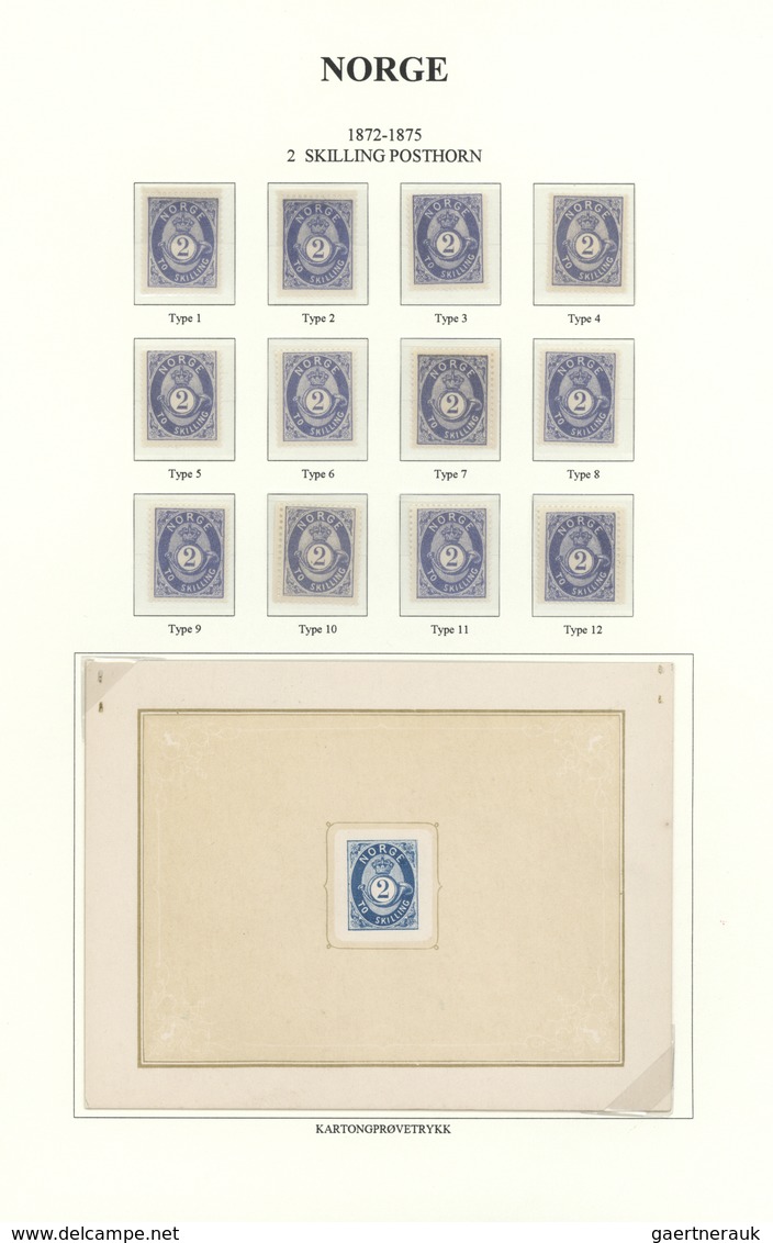 Norwegen: 1872/1874, Posthorn Issue 1sk. Green And 2sk.blue, Specialised Assortment, Comprising For - Cartas & Documentos