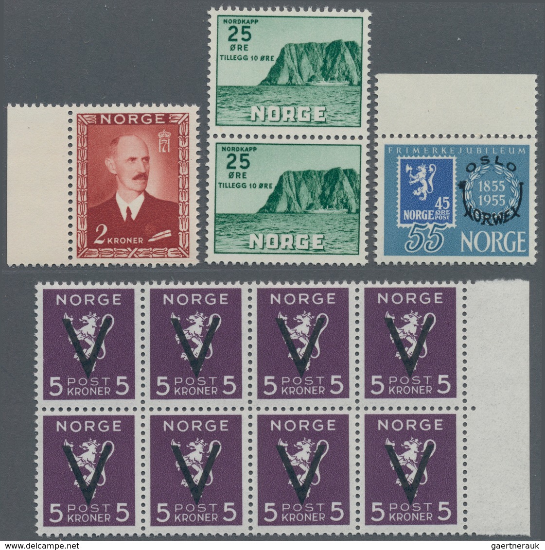 Norwegen: 1940/1980 (ca.), Duplicates On Stockcards With A Heavy Duplicated Part Of The 1941 ‚V(icto - Brieven En Documenten