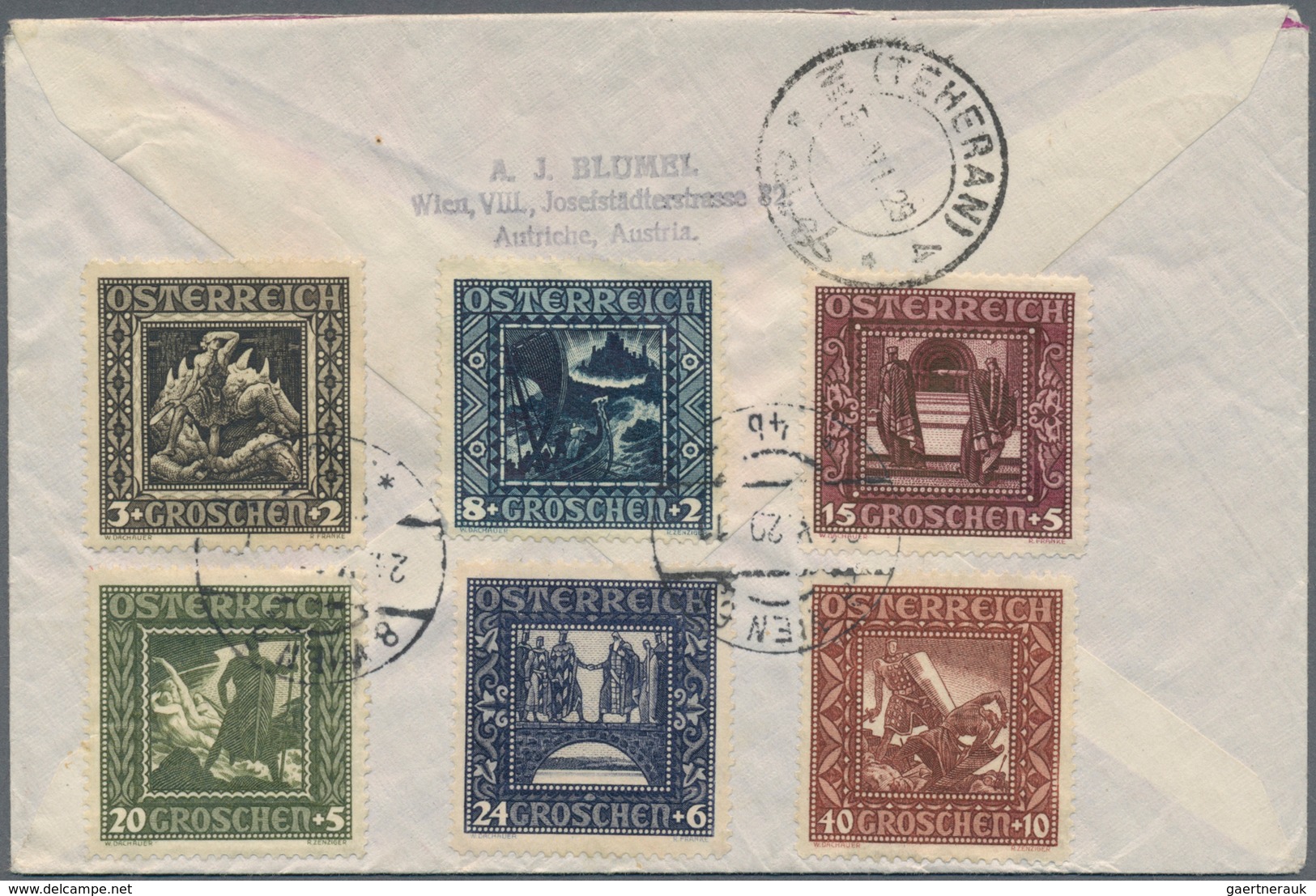 Österreich: 1927-30 Destination PERSIEN: Vier Flugpostbriefe, Eine Ganzsachenkarte Und Ein Späterer - Collections