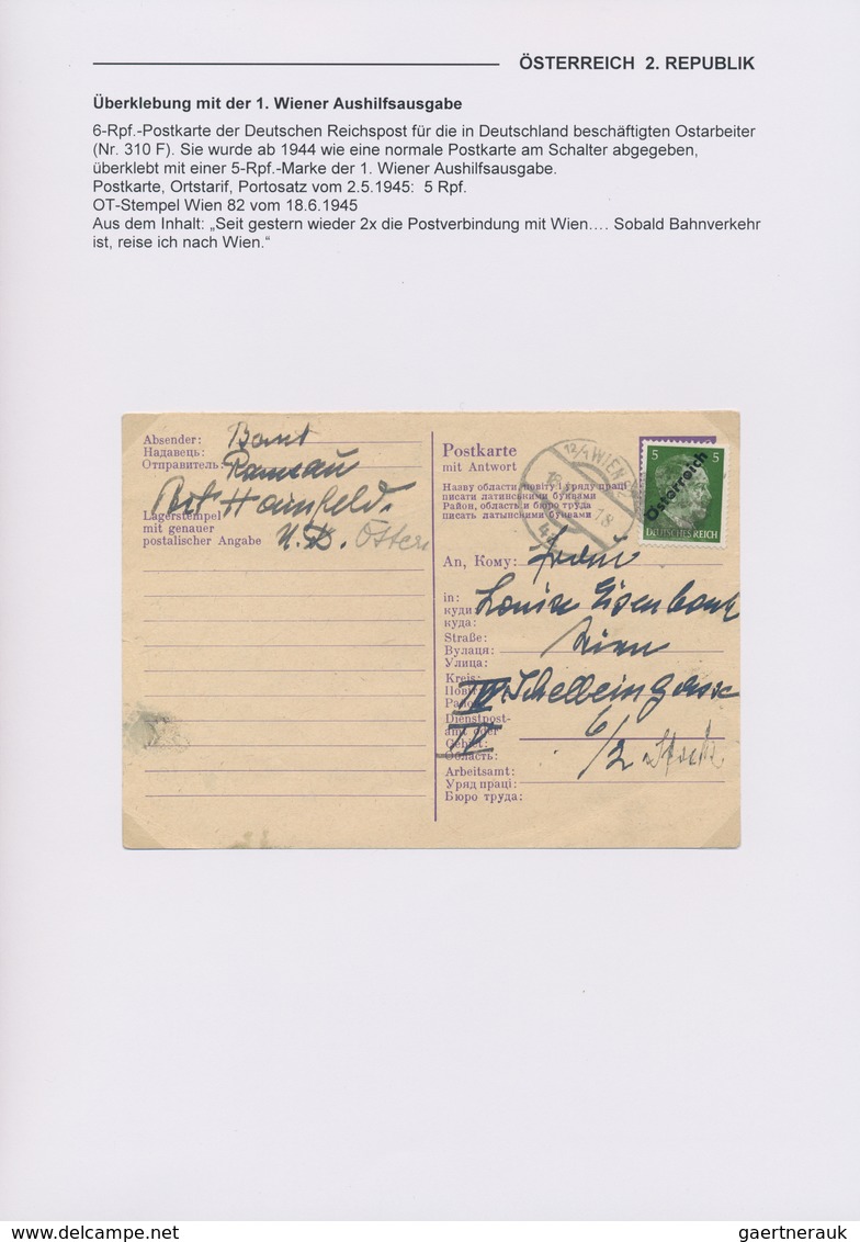 Österreich: 1945, 1.WIENER AUSHILFSAUSGABE, Attraktive Spezialsammlung Mit Frankaturen Der 5 Pfennig - Colecciones