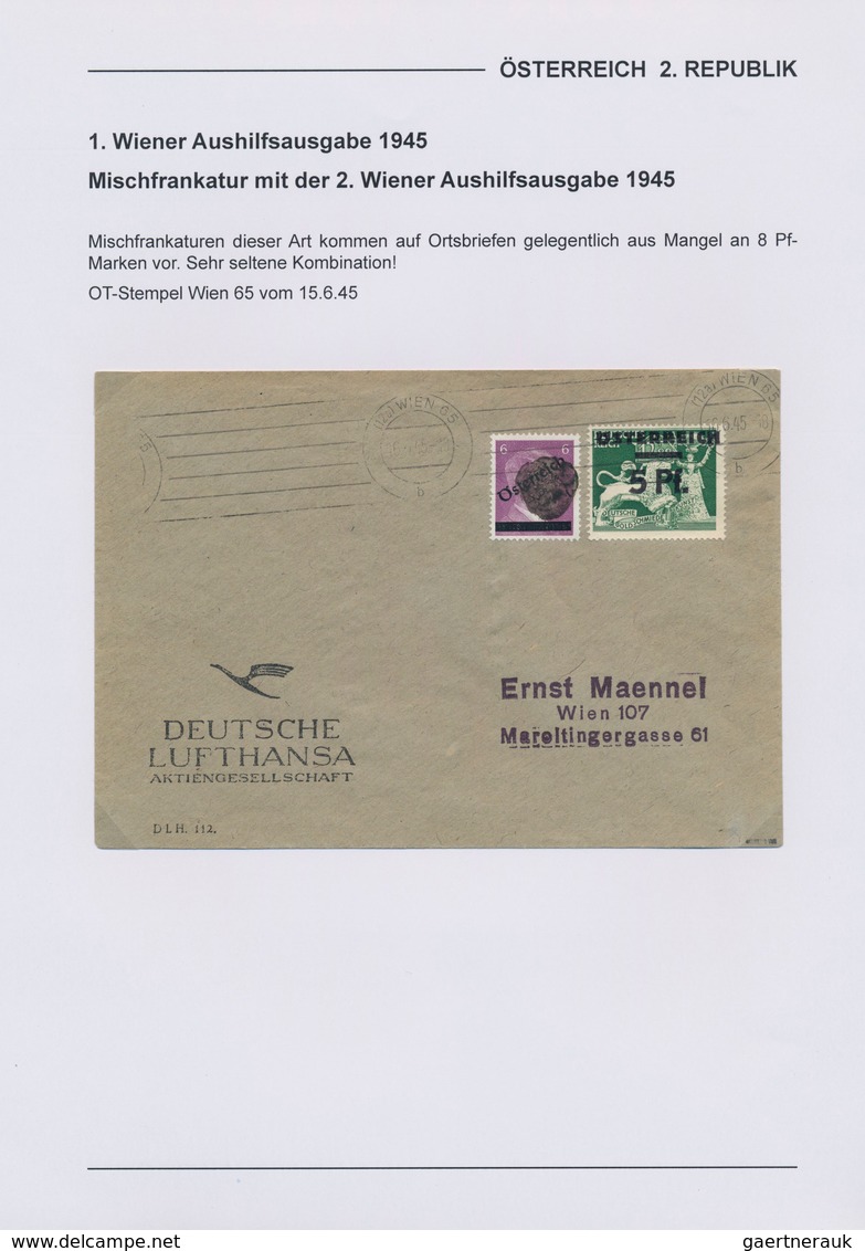 Österreich: 1945, Mischfrankaturen Der Wiener Aushilfsausgaben: Attraktives Konvolut Mit 5 Seltenen - Collections
