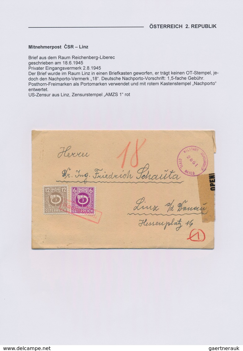 Österreich: 1945, MITNEHMER-POST, Interessantes Konvolut Mit 15 Belegen Der Sog. "Mitnehmer-Post". B - Collections