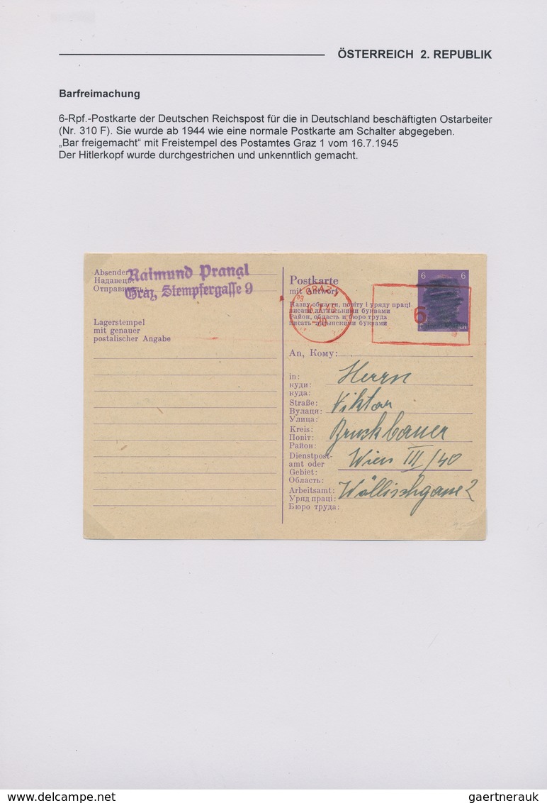 Österreich: 1945, NOTMAßNAHMEN Auf Ganzsachen Des Dt.Reiches: Gehaltvolle Sammlung Mit 22 Belegen, D - Sammlungen