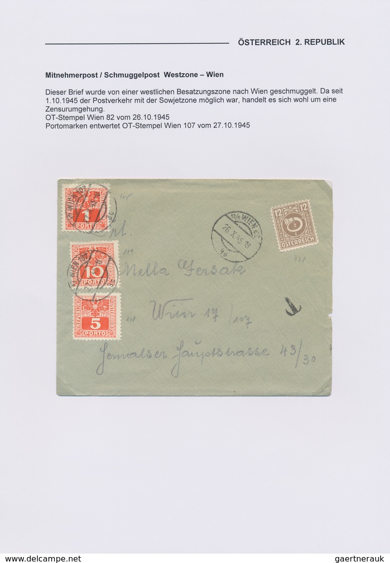 Österreich: 1945, SCHMUGGELPOST, Hochwertige Partie Mit 18 Belegen, Dabei Geschmuggelte Post Aus Den - Sammlungen
