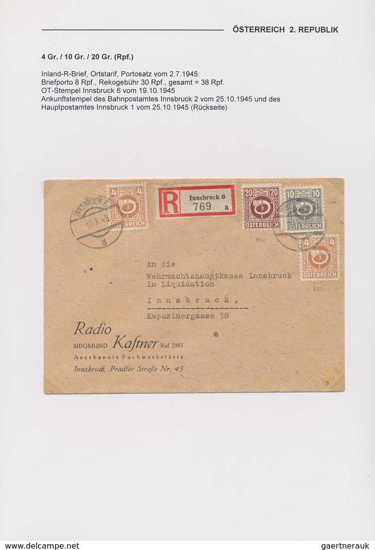 Österreich: 1945/1946, FREIMARKEN POSTHORN, Gehaltvolle Spezialsammlung Mit Ca.50 Belegen Der Freima - Sammlungen