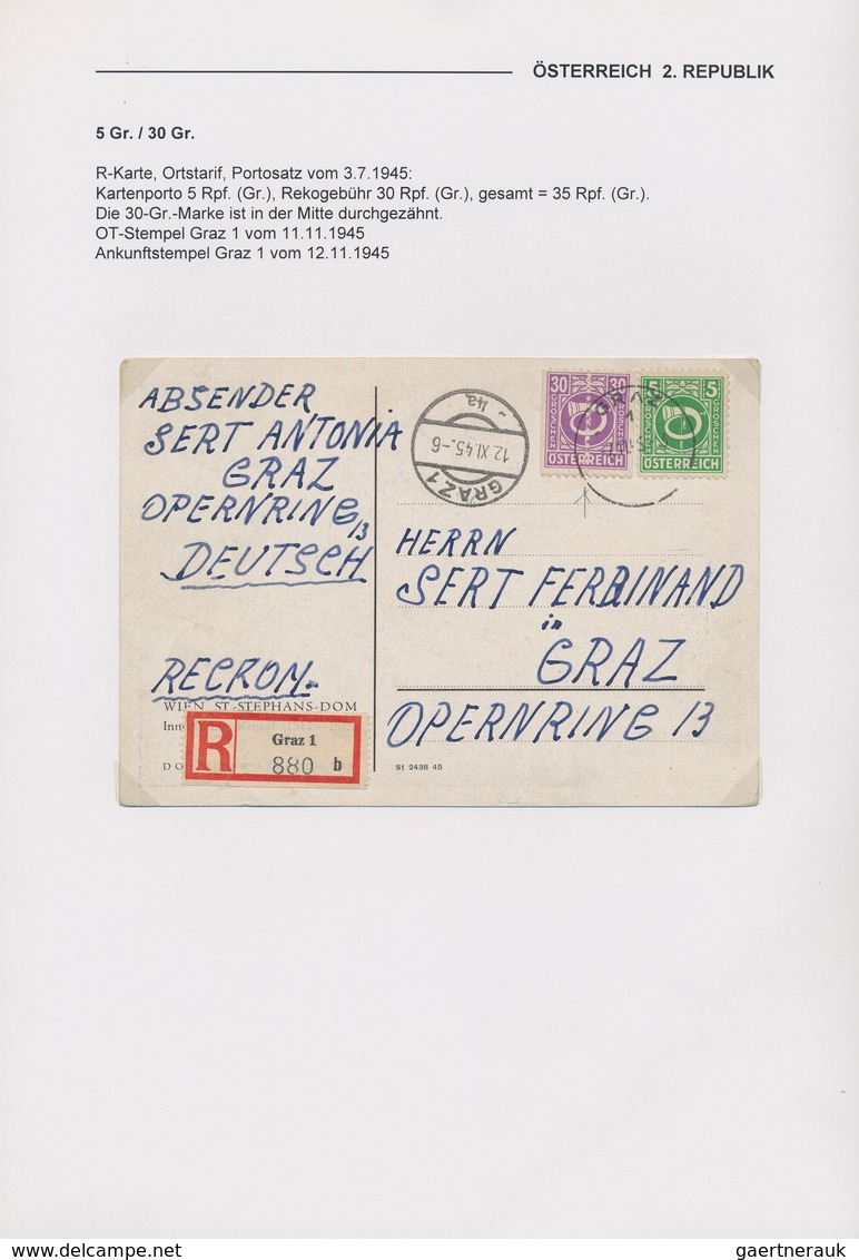 Österreich: 1945/1946, FREIMARKEN POSTHORN, Gehaltvolle Spezialsammlung Mit Ca.50 Belegen Der Freima - Collections