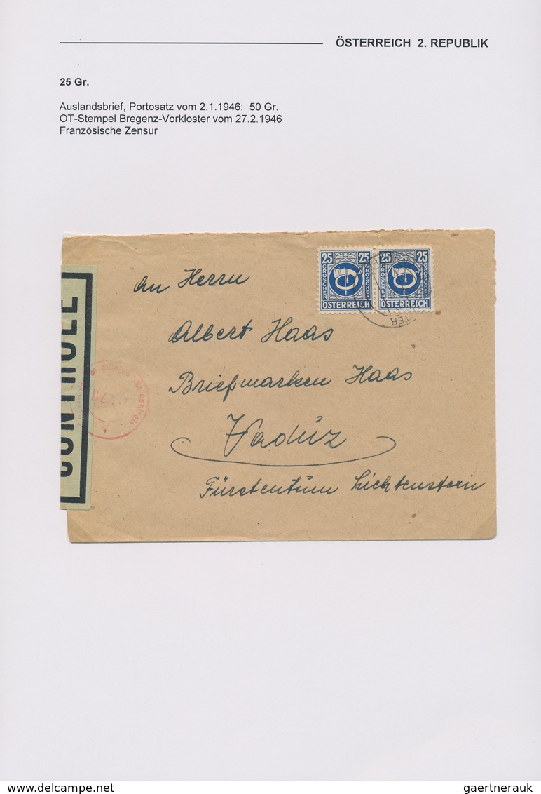 Österreich: 1945/1946, FREIMARKEN POSTHORN, Gehaltvolle Spezialsammlung Mit Ca.50 Belegen Der Freima - Sammlungen