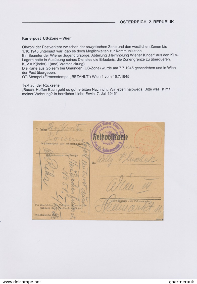 Österreich: 1945/1946, KURIERPOST, Interessante Sammlung Mit 24 Durch Kurierdienste Beförderte Beleg - Collections