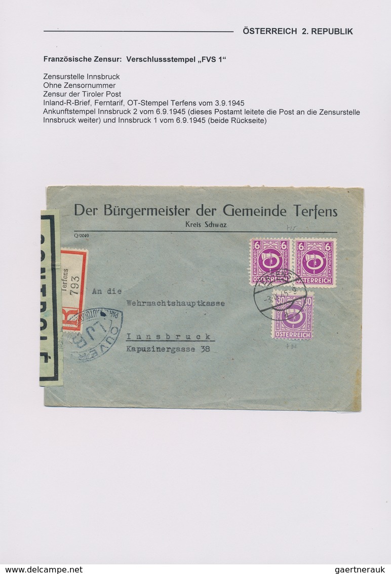 Österreich: 1945/1949, FRANZÖSISCHE ZENSUR IN ÖSTERREICH, Gehaltvolle Spezialsammlung Mit 48 Belegen - Colecciones