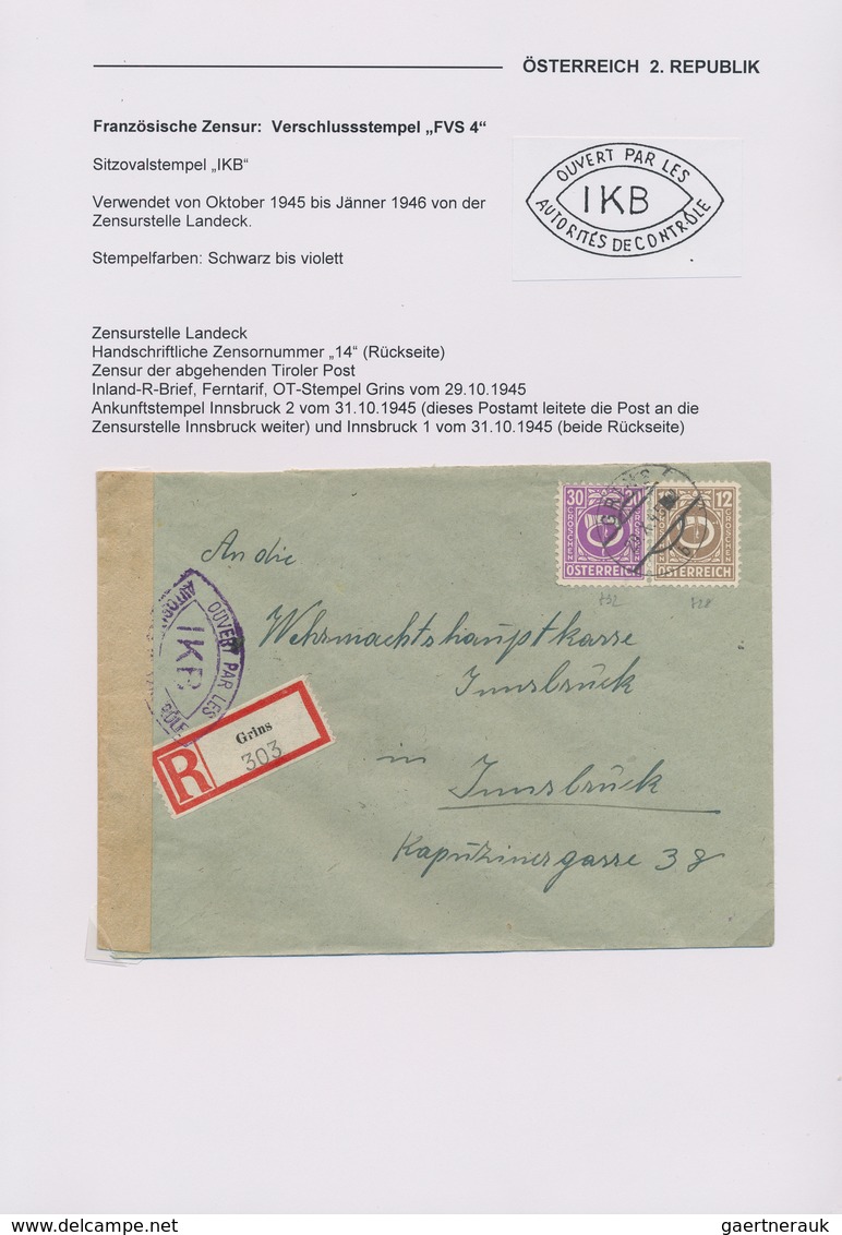 Österreich: 1945/1949, FRANZÖSISCHE ZENSUR IN ÖSTERREICH, Gehaltvolle Spezialsammlung Mit 48 Belegen - Colecciones