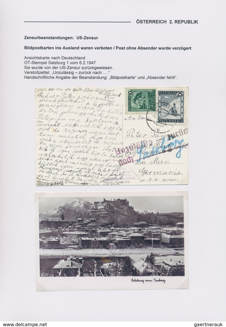 Österreich: 1945/1951, ZENSUR-BEANSTANDUNGEN, Hochwertige Spezialsammlung Der Zensur-Beanstandungen - Collections