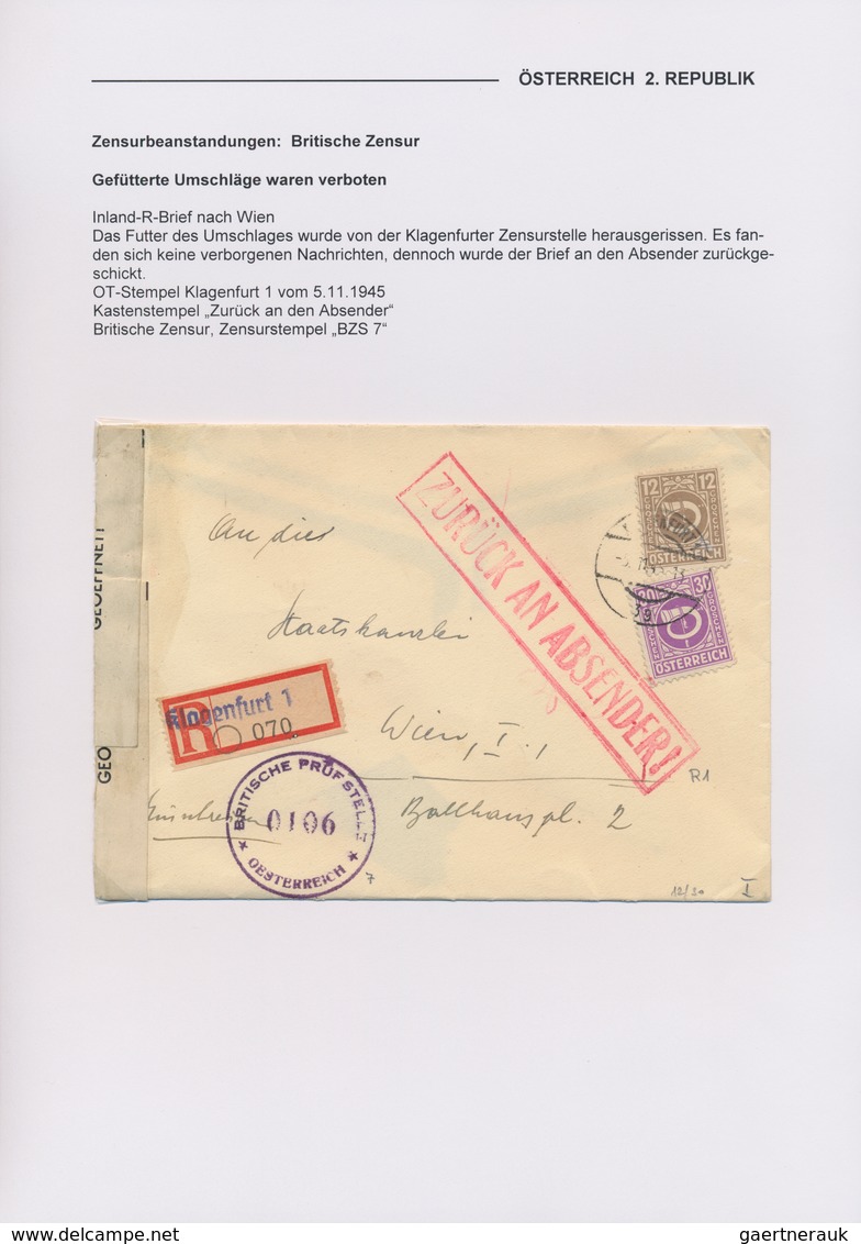 Österreich: 1945/1951, ZENSUR-BEANSTANDUNGEN, Hochwertige Spezialsammlung Der Zensur-Beanstandungen - Collections