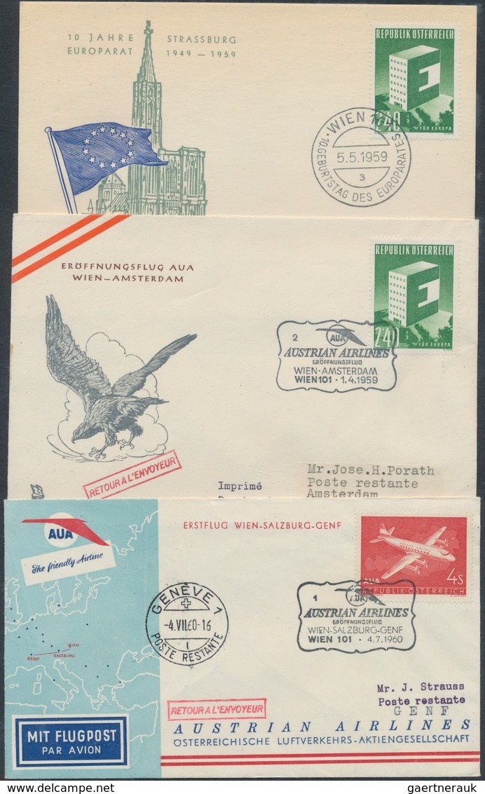 Österreich: 1955/1987 (ca.), Gemischte Sammlung Auf Blankoseiten Aufgezogen Mit über 30 Flugpostbele - Colecciones