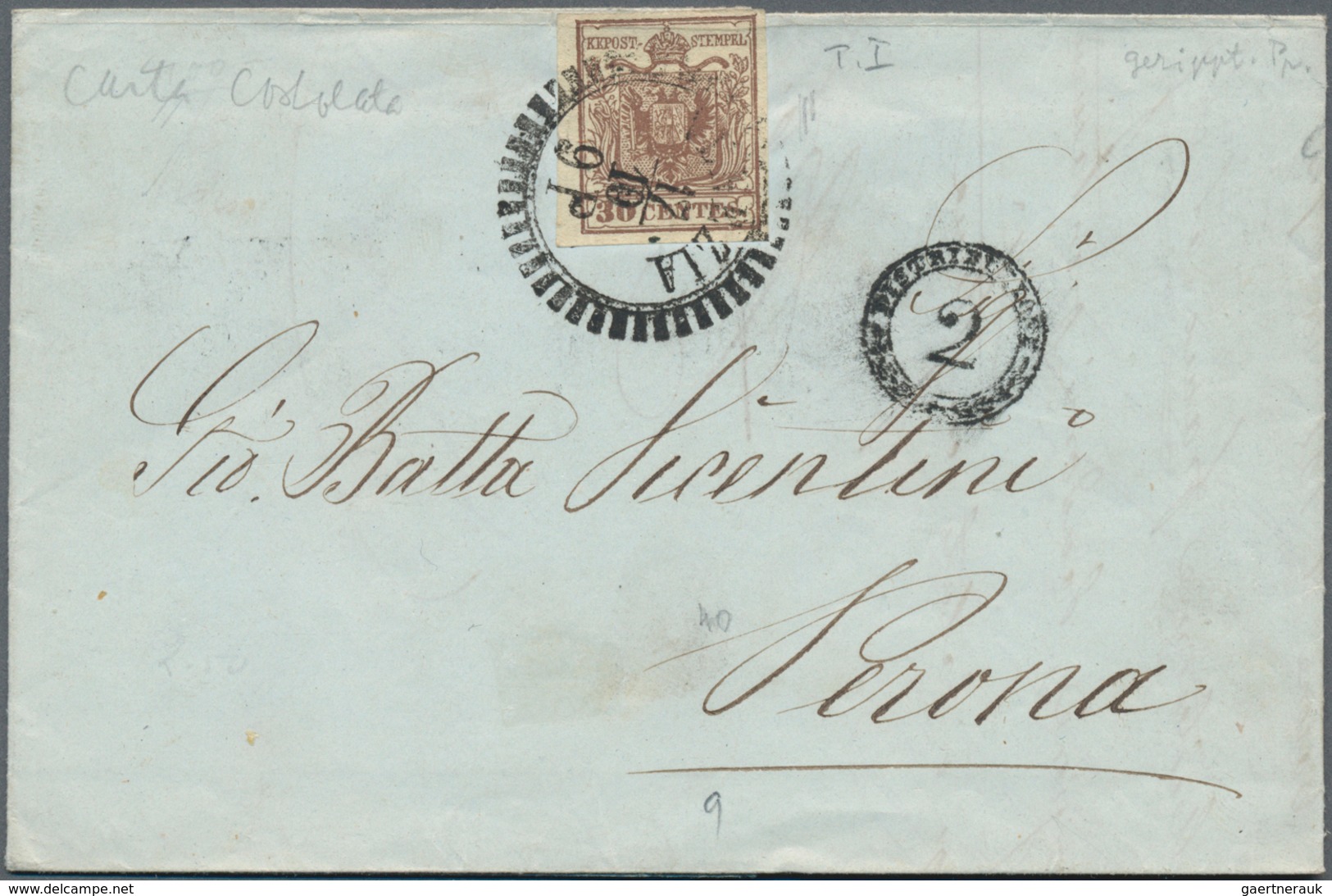 Österreich: 1844 - 1925 (ca.), Posten von etwa 110 Belegen, teils mit seltenen Entwertungen, dabei a