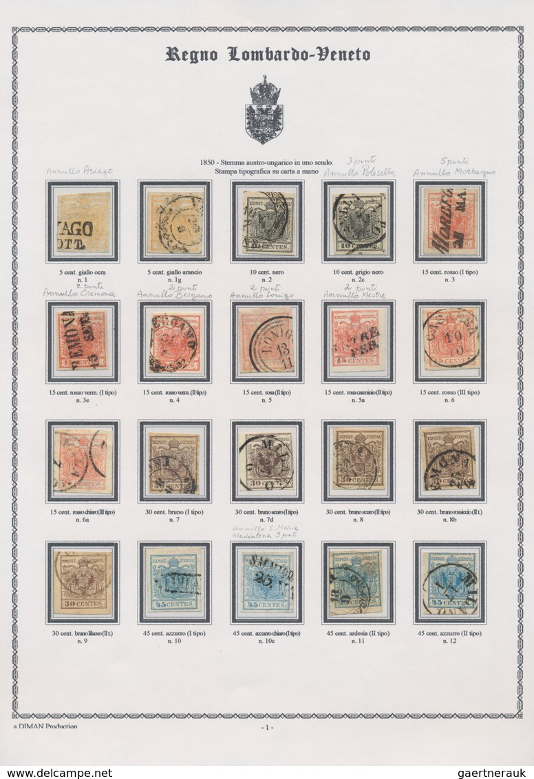 Österreich - Lombardei Und Venetien: 1850/1865, Mainly Used Collection Of 78 Stamps On Written Up Al - Lombardy-Venetia