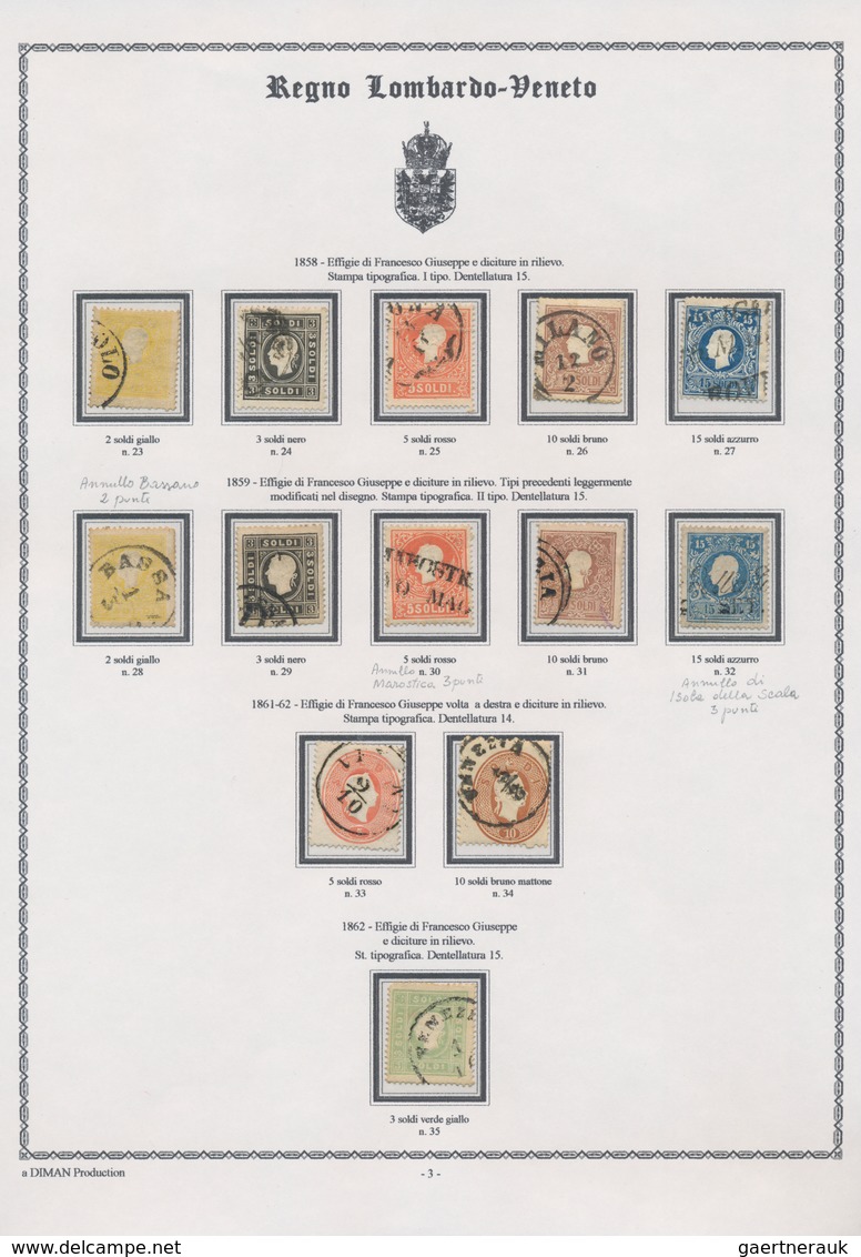 Österreich - Lombardei Und Venetien: 1850/1865, Mainly Used Collection Of 78 Stamps On Written Up Al - Lombardy-Venetia