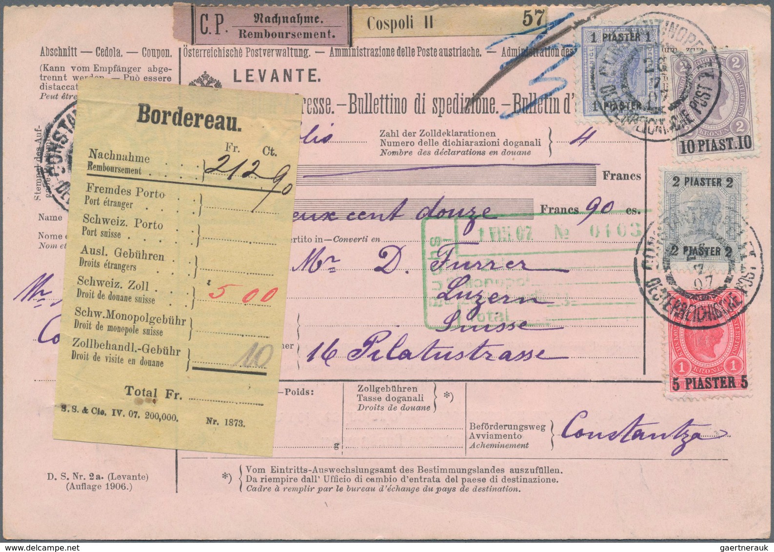 Österreichische Post In Der Levante: 1905/1908, Hochwertiges Konvolut Mit 23 Nachnahme-Paketkarten V - Eastern Austria