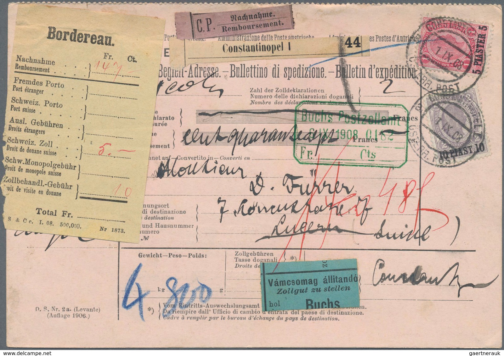 Österreichische Post In Der Levante: 1905/1908, Hochwertiges Konvolut Mit 23 Nachnahme-Paketkarten V - Eastern Austria