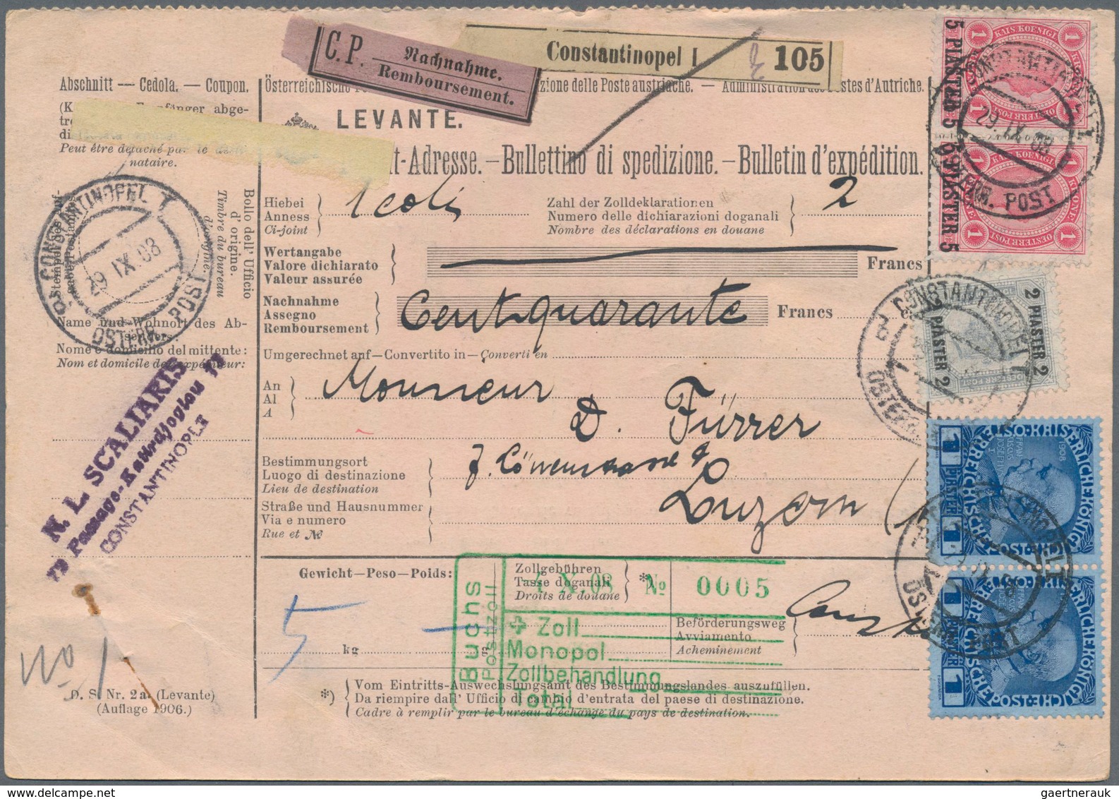 Österreichische Post In Der Levante: 1905/1908, Hochwertiges Konvolut Mit 23 Nachnahme-Paketkarten V - Eastern Austria