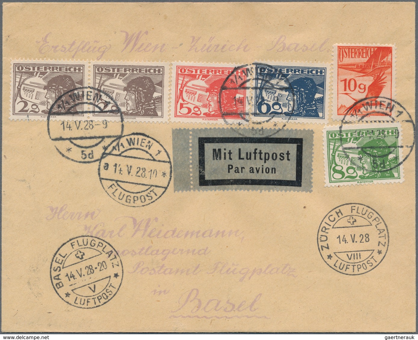 Österreich - Flugpost: 1927/1928, Hochwertige Partie Mit 8 Verschiedenen Erstflugbelegen Ab WIEN, Da - Other & Unclassified