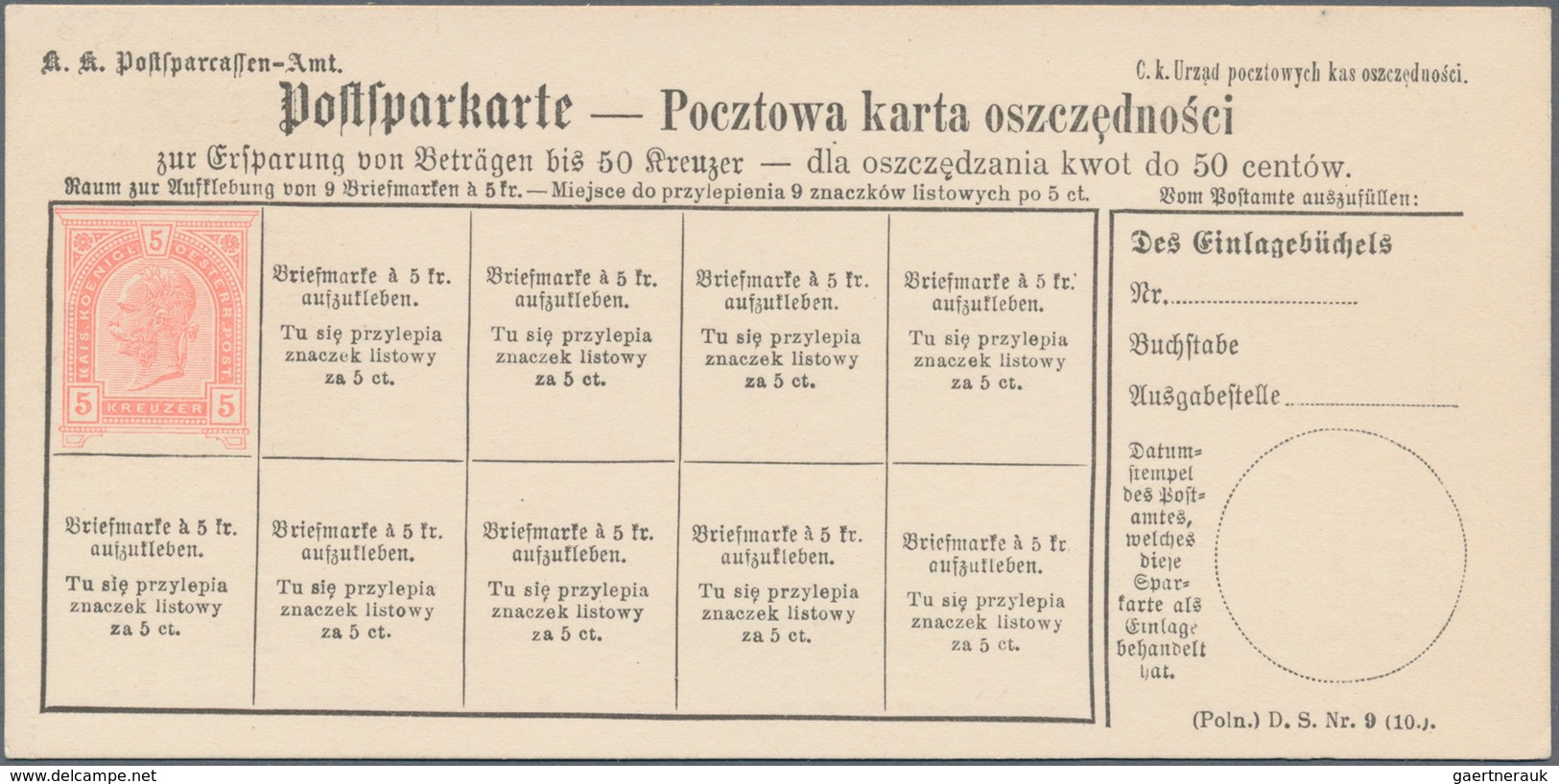 Österreich - Ganzsachen: 1883/1902 Zehn Ungebrauchte Postsparkarten Ab SK 17I Bis Zur Ausgabe In Hel - Sonstige & Ohne Zuordnung