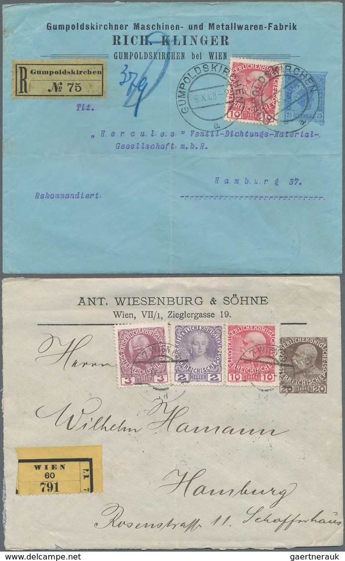 Österreich - Privatganzsachen: 1905-1915: 21 Gebrauchte Privatganzsachenumschläge Von Ant. Wiesenbur - Sonstige & Ohne Zuordnung