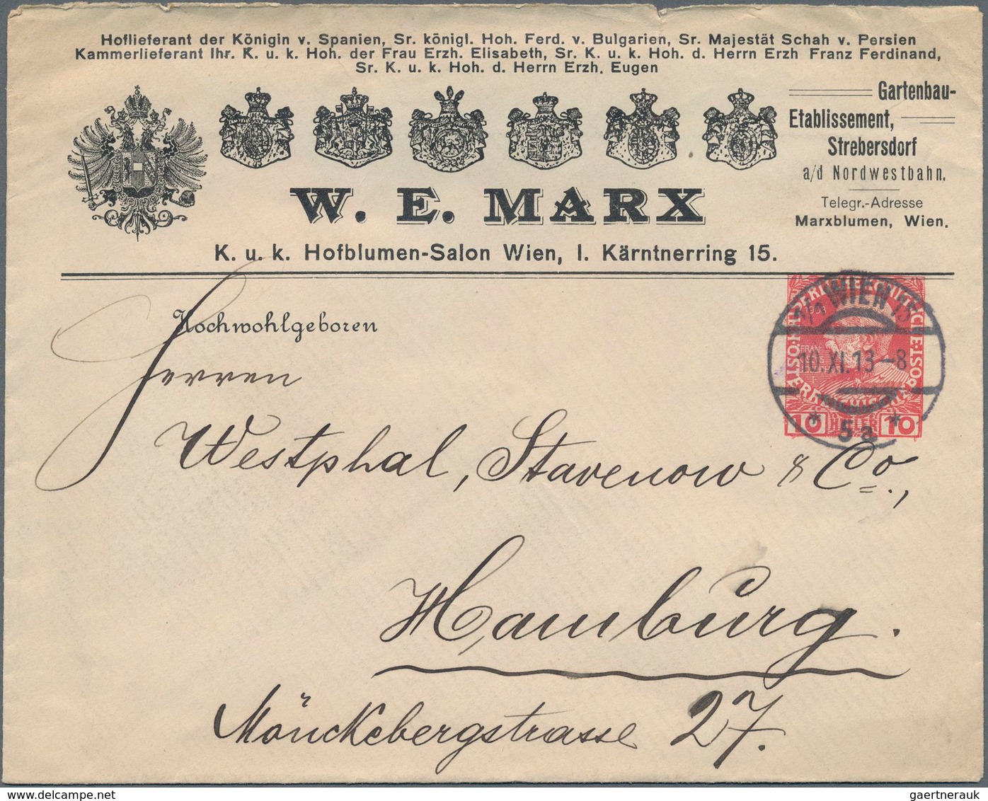Österreich - Privatganzsachen: 1905-1915: 21 Gebrauchte Privatganzsachenumschläge Von Ant. Wiesenbur - Sonstige & Ohne Zuordnung