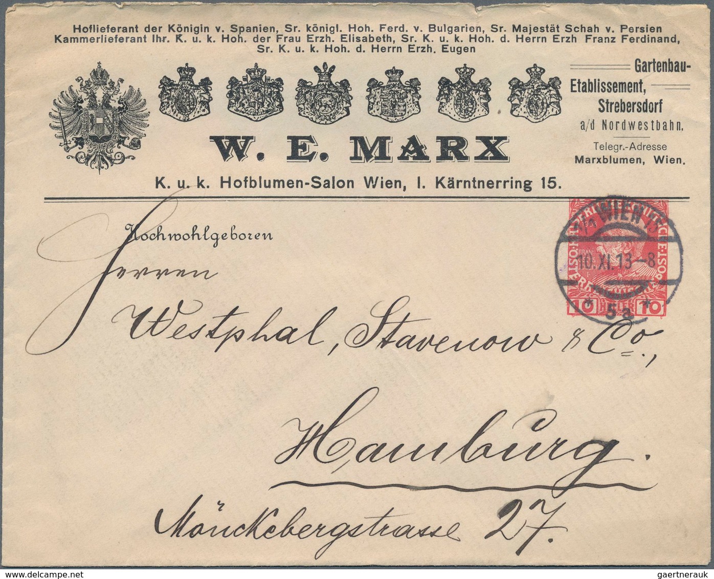 Österreich - Privatganzsachen: 1905-1915: 21 Gebrauchte Privatganzsachenumschläge Von Ant. Wiesenbur - Andere & Zonder Classificatie