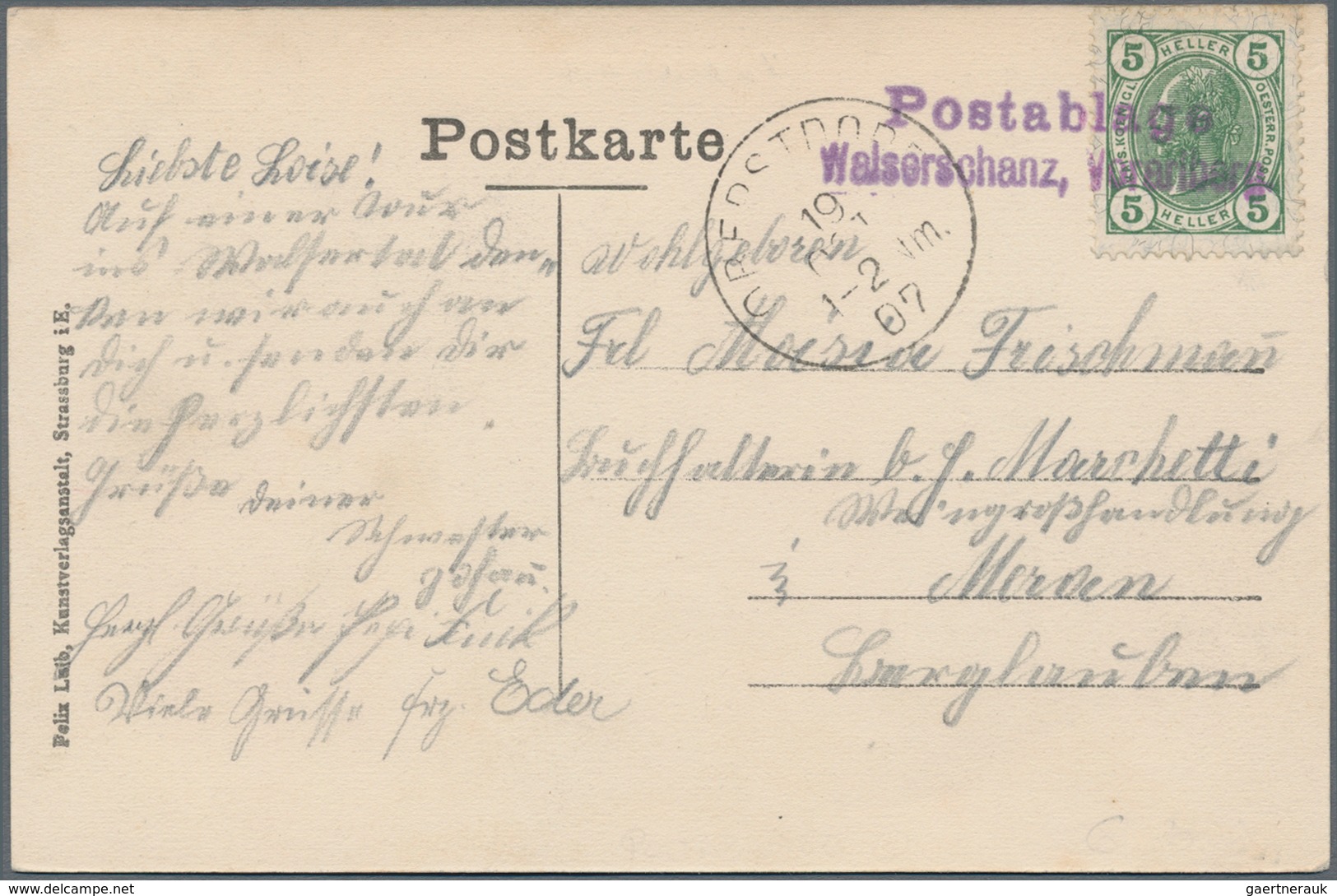 Österreich - Stempel: 1862/1911 Ca., WALSERSCHANZ, Vorarlberg, Attraktives Konvolut Mit 9 Belegen, D - Maschinenstempel (EMA)