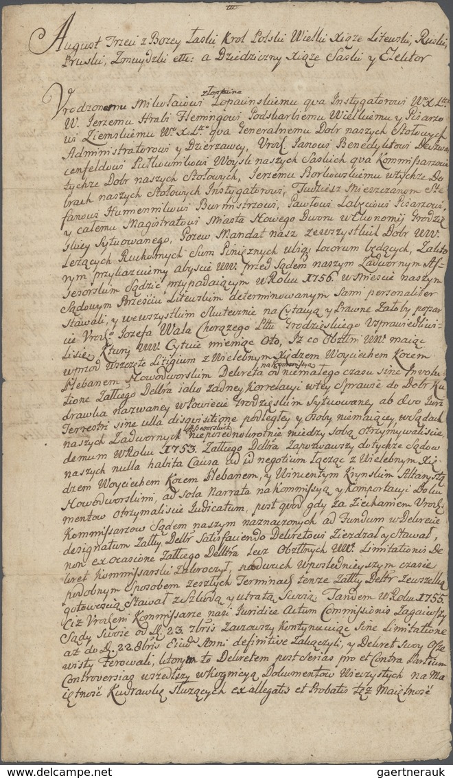 Polen: 1756, Copy Of A Letter Of Polish King August III To The Court In Brzesc Litewski, Copied By M - Storia Postale