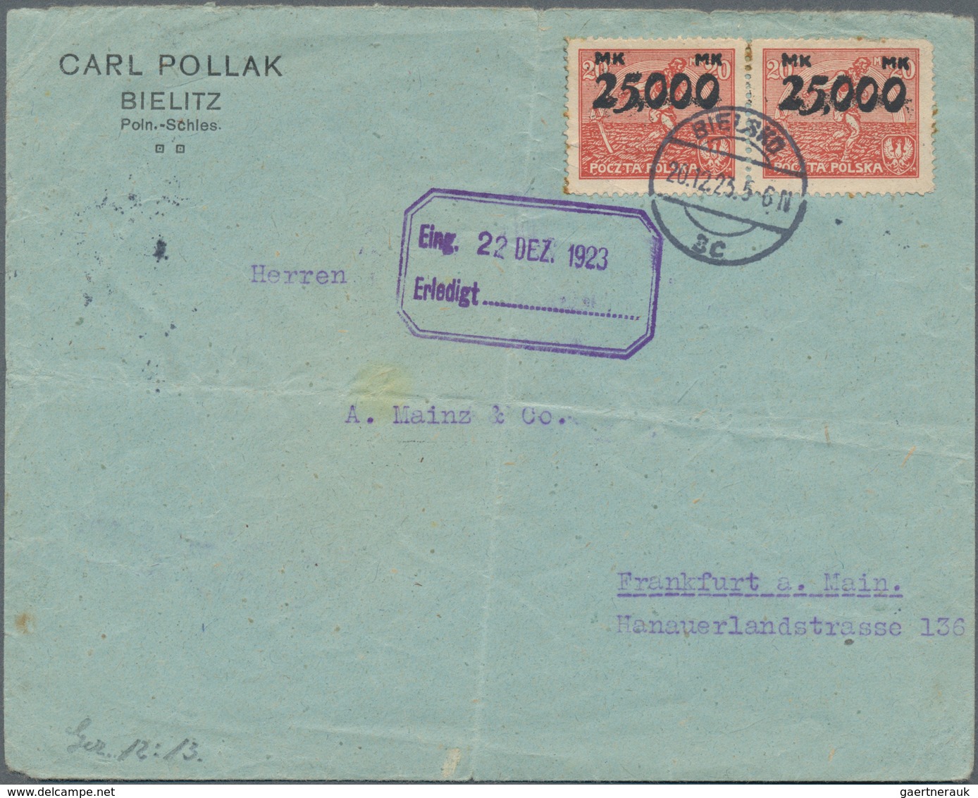 Polen: 1850/1954, covers/cards inc. prephilately (7, all Warszawa to Champaign producer Roederer Rei