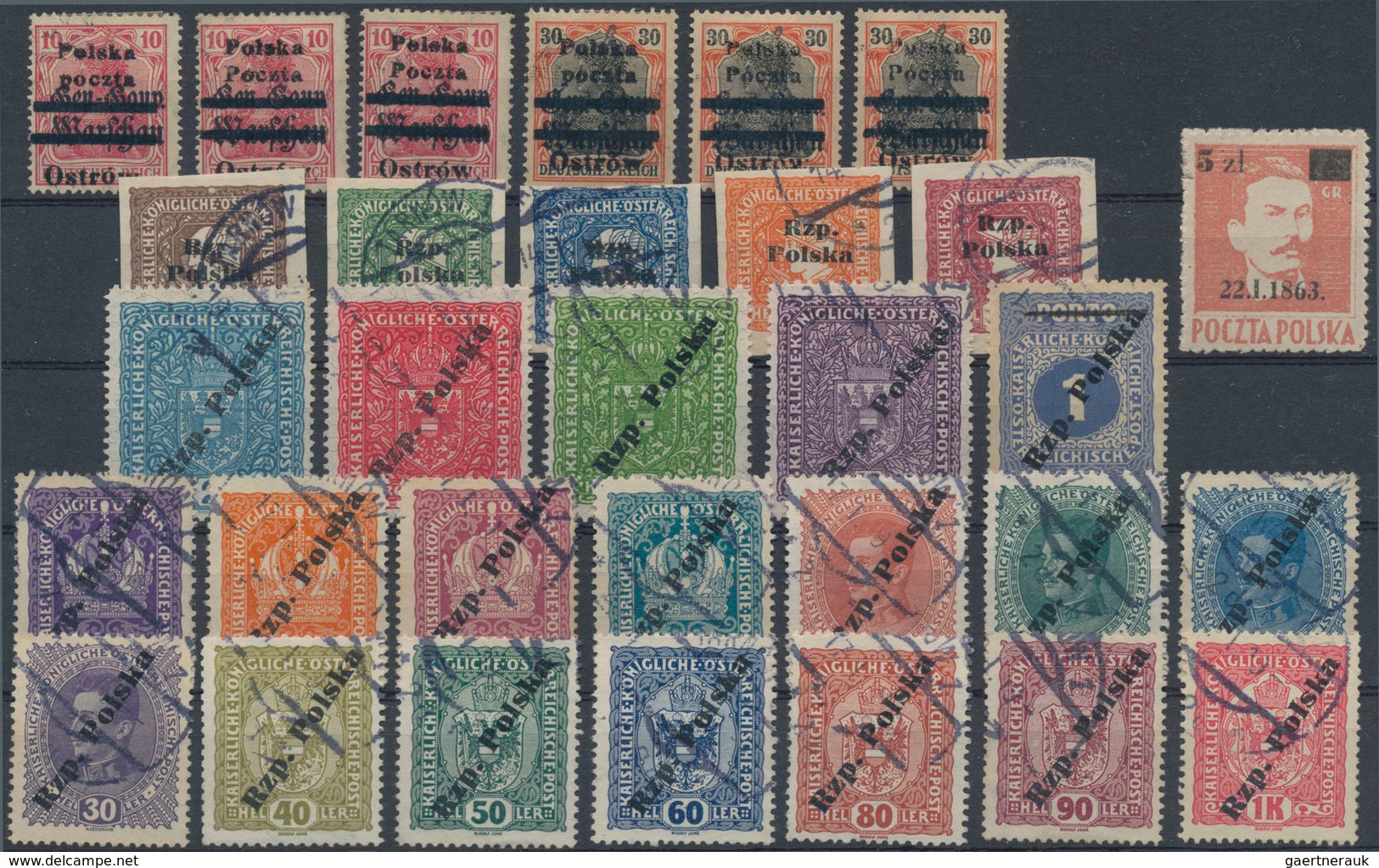 Polen: 1860/1965 (ca.), Used And Mint Accumulation In A Stockbook, From 1860 10kop. Blue/rose Unused - Lettres & Documents