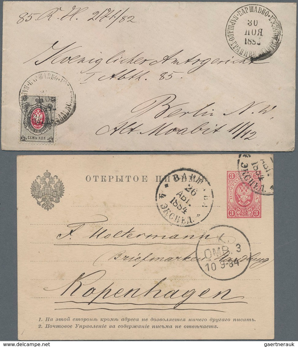 Polen: 1882-1920 Four Russian Postal Stationery Cards And Four Covers Used From Bendzin, Poznan And - Brieven En Documenten