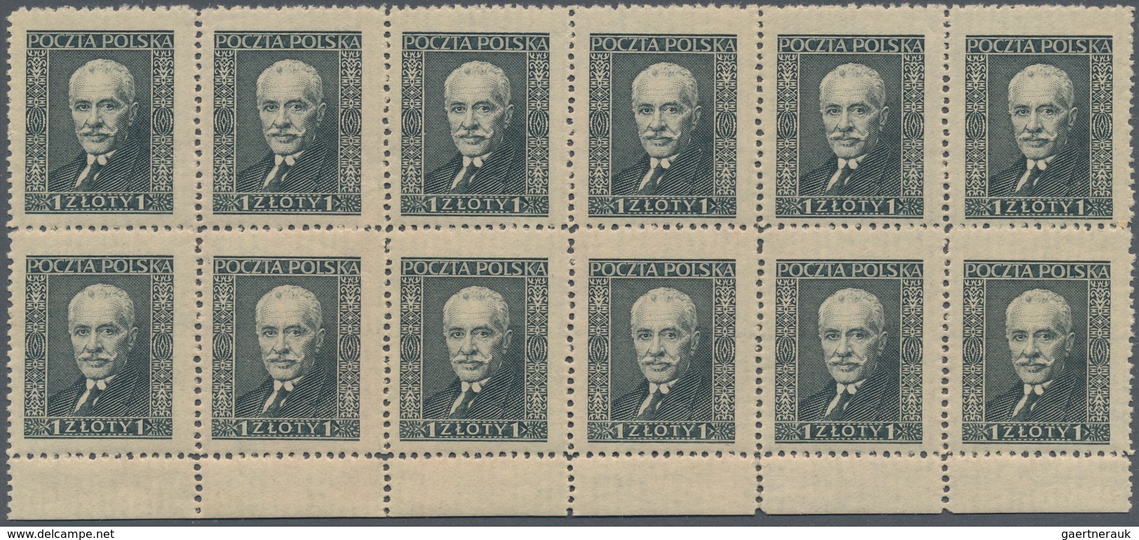 Polen: 1928, President Ignacy Mošcicki 1zl. Deep Grey On Vertical Striped Paper (16 Stripes) In A Lo - Covers & Documents