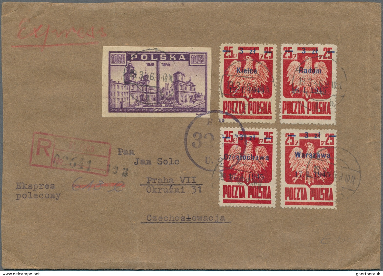 Polen: 1946/1947, Group Of Four Registered Covers From Kłodzko Resp. Nowy Sącz To Prague/Czechoslova - Lettres & Documents