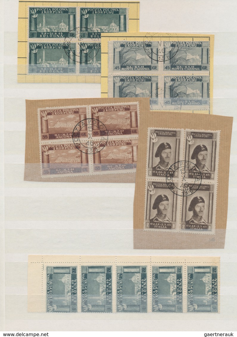 Polen - Besonderheiten: 1945/1946, Polish Corps In Italy, Assortment Of 37 Used (mainly Blocks Of Fo - Andere & Zonder Classificatie