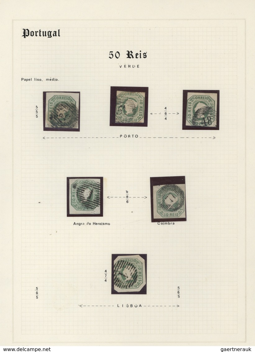 Portugal: 1853/1864, specialised exhibit collection of embossed first issues on apprx. 70 album page