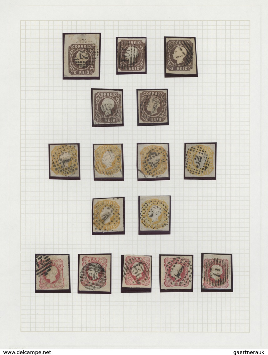 Portugal: 1853/1870, Used Collection Of 41 Classic Stamps On Album Page, Incl. Maria 1853 5r. Brown - Autres & Non Classés