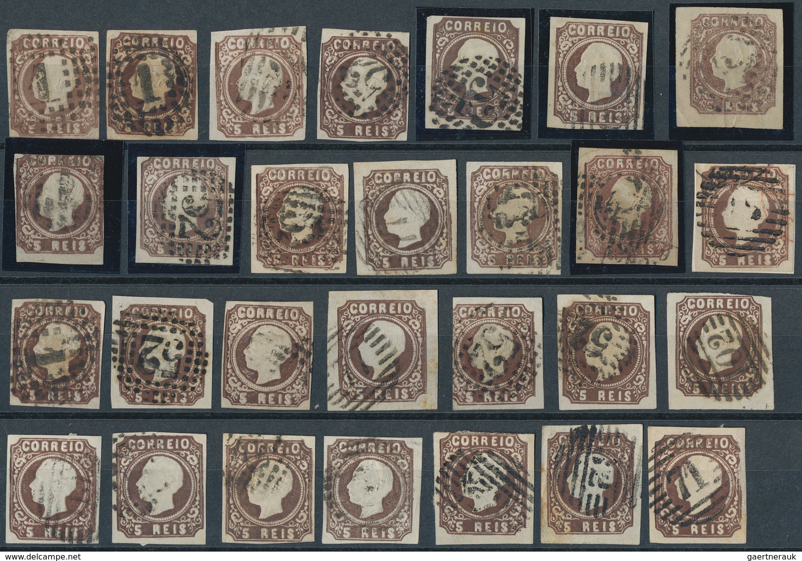 Portugal: 1862, Luis I. 5 R. Brown, Lot Of Ca. 150 Used Copies , Many With A Good Margin, Different - Other & Unclassified