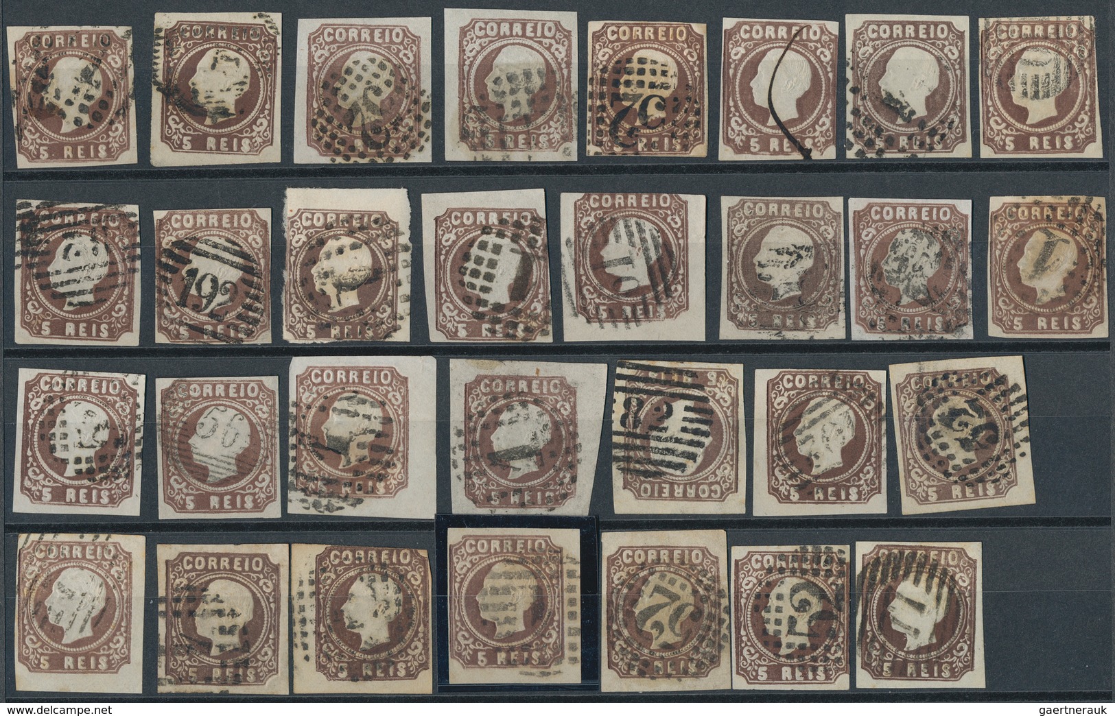 Portugal: 1862, Luis I. 5 R. Brown, Lot Of Ca. 150 Used Copies , Many With A Good Margin, Different - Other & Unclassified